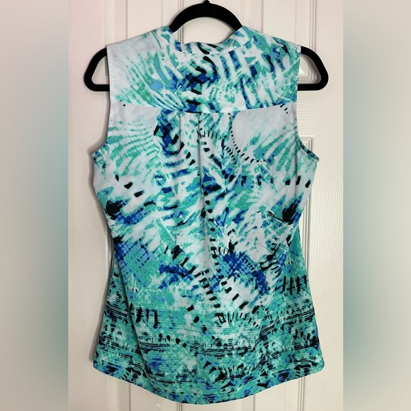 Alfani Sleeveless Blue Wrap Blouse - Picture 3 of 7